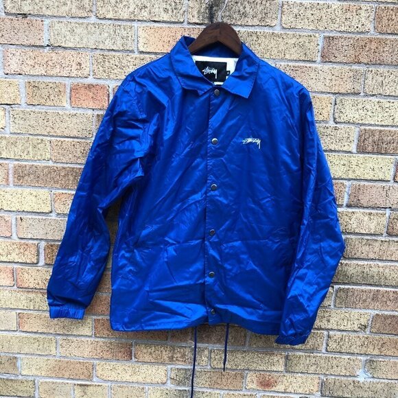 Stussy Big Logo Jacket Blue Medium - Picture 2 of 5